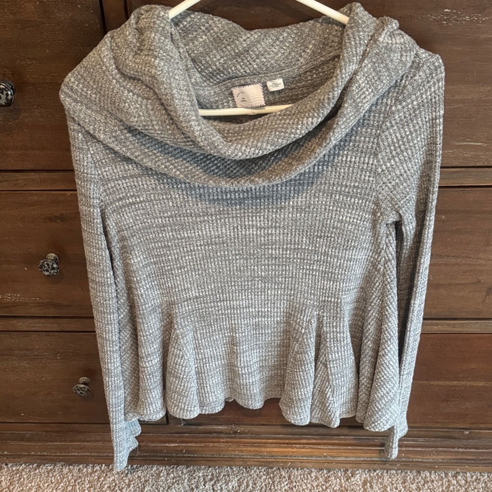 Cozy Gray Cowl Neck Sweater